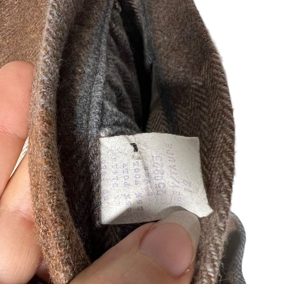 Vintage 60s Brown Grey Check Plaid Wool Blend Knee Length A Line Skirt Medium - Picture 7 of 7